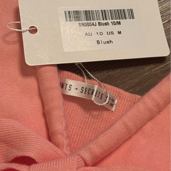 SAINTS + SECRETS HALTER TOP Pink bow bodysuit summer pool beach size medium NWT! - Picture 5 of 9